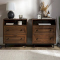 Modern 2-Drawer USB Nightstand, Set of 2