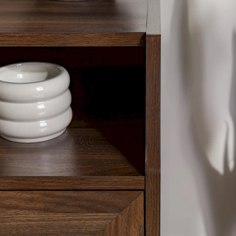 Modern 2-Drawer USB Nightstand, Set of 2