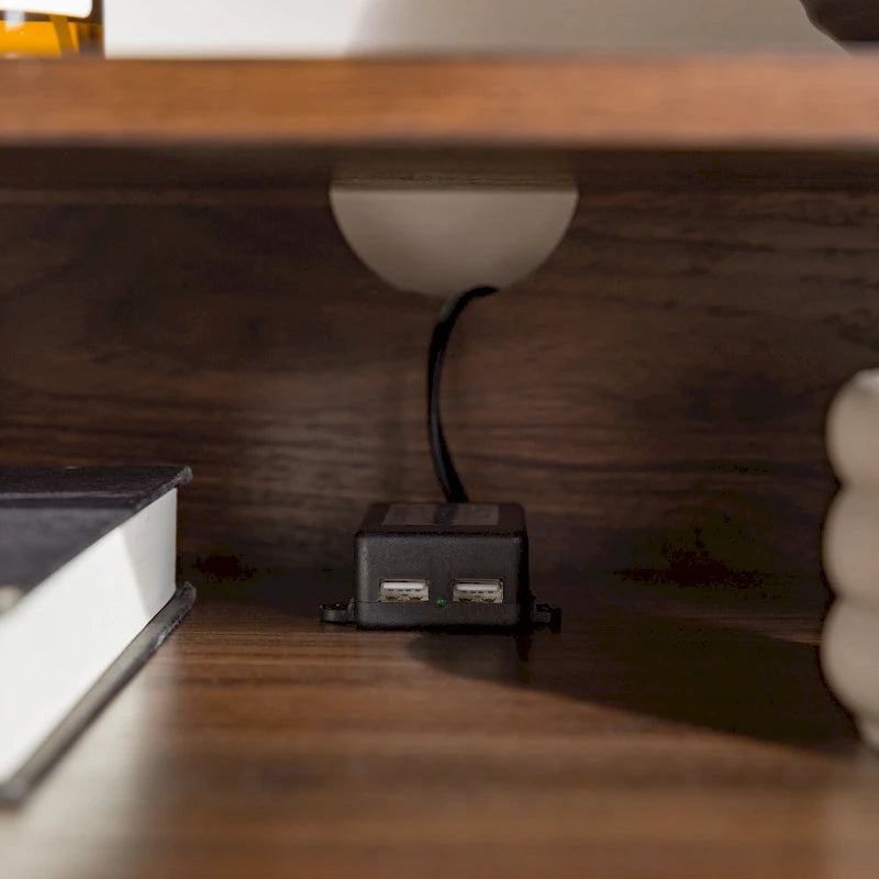 Modern 2-Drawer USB Nightstand, Set of 2