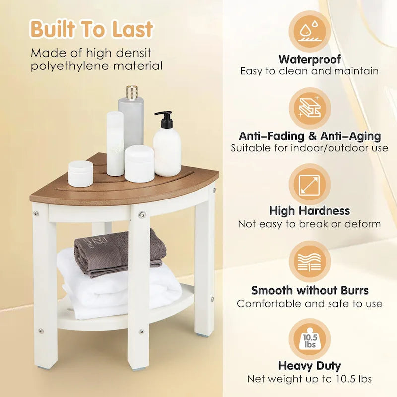 2-Tier Corner Shower Bench Stool Waterproof Bathroom Stool Heavy