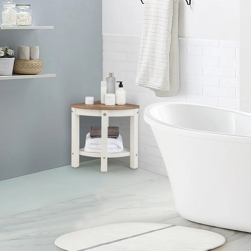2-Tier Corner Shower Bench Stool Waterproof Bathroom Stool Heavy