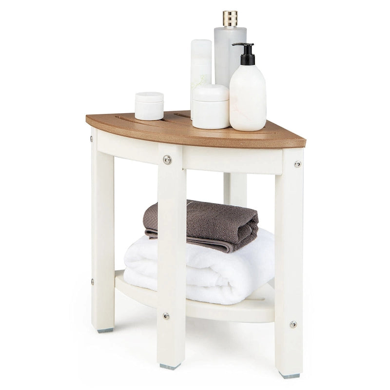 2-Tier Corner Shower Bench Stool Waterproof Bathroom Stool Heavy
