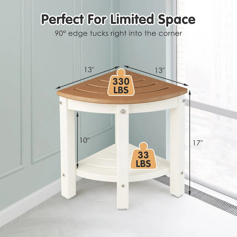 2-Tier Corner Shower Bench Stool Waterproof Bathroom Stool Heavy