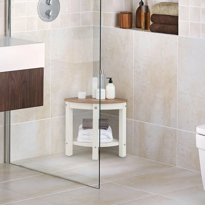 2-Tier Corner Shower Bench Stool Waterproof Bathroom Stool Heavy