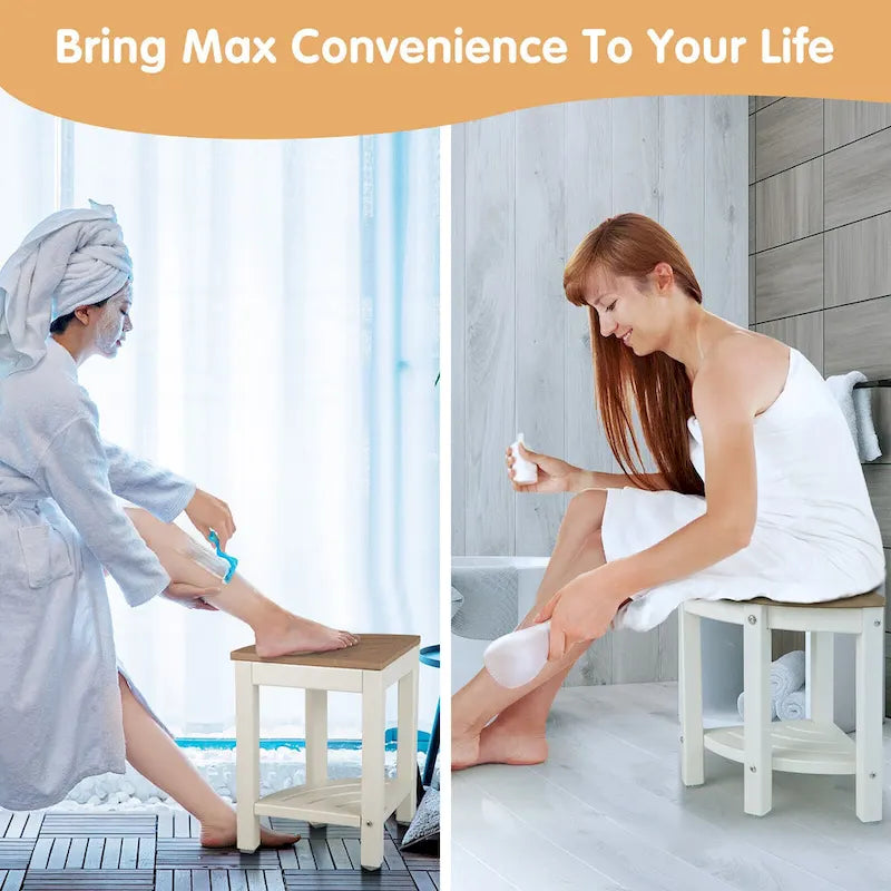 2-Tier Corner Shower Bench Stool Waterproof Bathroom Stool Heavy