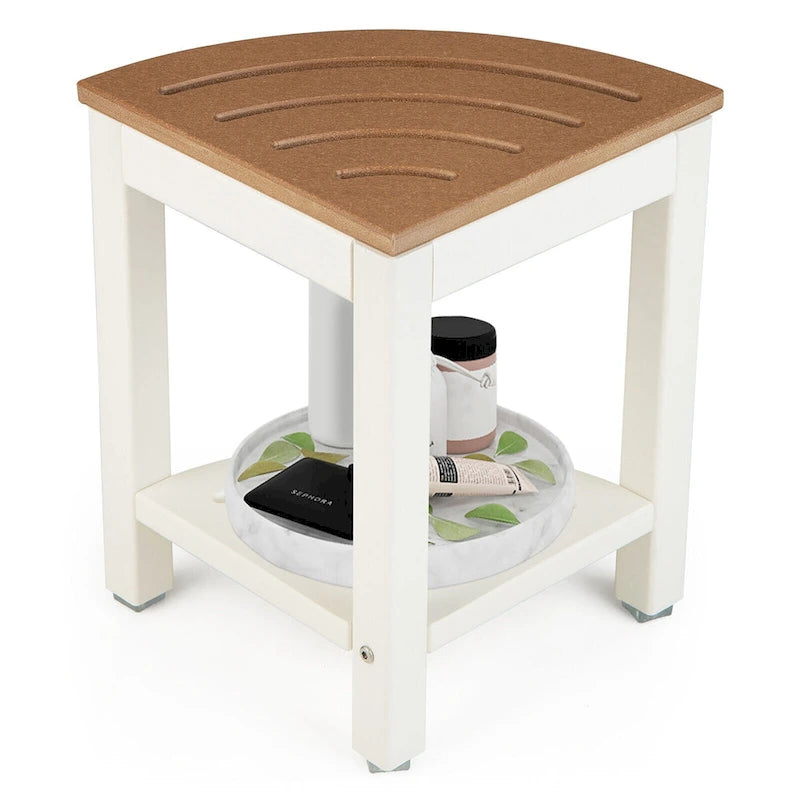 2-Tier Corner Shower Bench Stool Waterproof Bathroom Stool Heavy