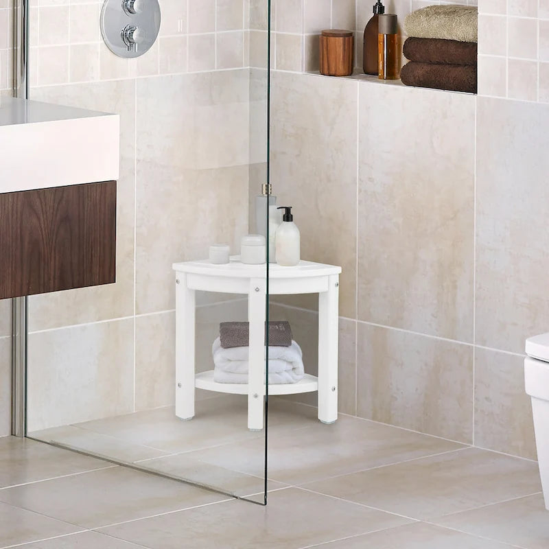 2-Tier Corner Shower Bench Stool Waterproof Bathroom Stool Heavy