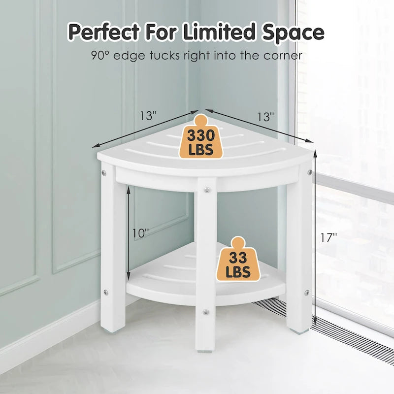 2-Tier Corner Shower Bench Stool Waterproof Bathroom Stool Heavy