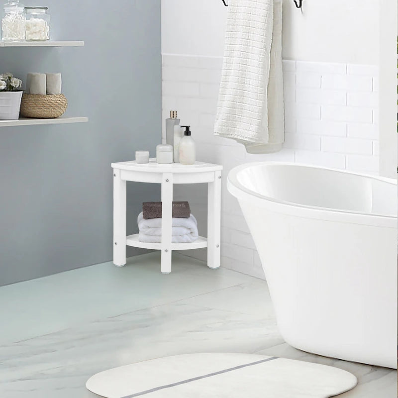 2-Tier Corner Shower Bench Stool Waterproof Bathroom Stool Heavy