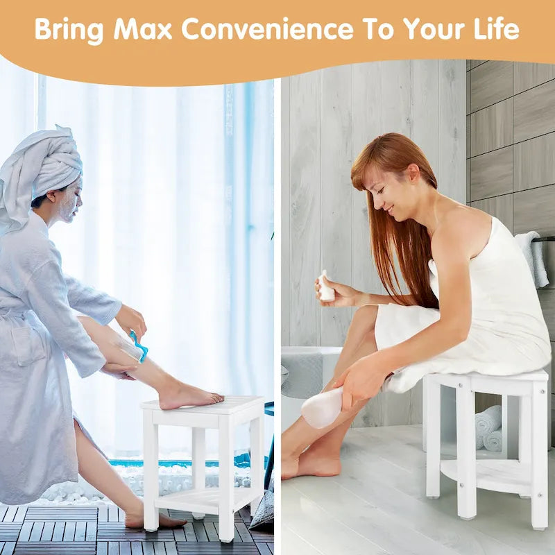 2-Tier Corner Shower Bench Stool Waterproof Bathroom Stool Heavy