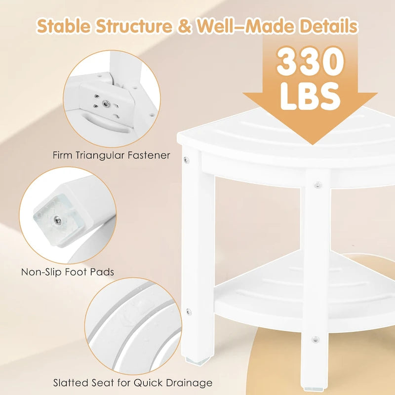2-Tier Corner Shower Bench Stool Waterproof Bathroom Stool Heavy