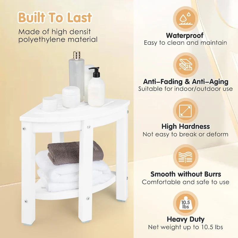 2-Tier Corner Shower Bench Stool Waterproof Bathroom Stool Heavy