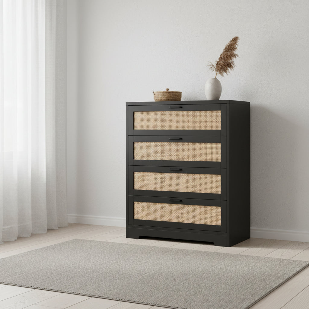 Rattan 4 Drawer Dresser for Bedroom