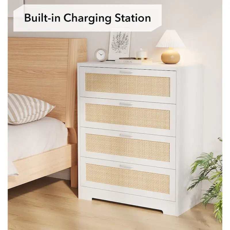 Rattan 4 Drawer Dresser for Bedroom
