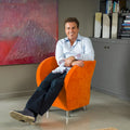 Modern Orange Microfiber Accent Chair by