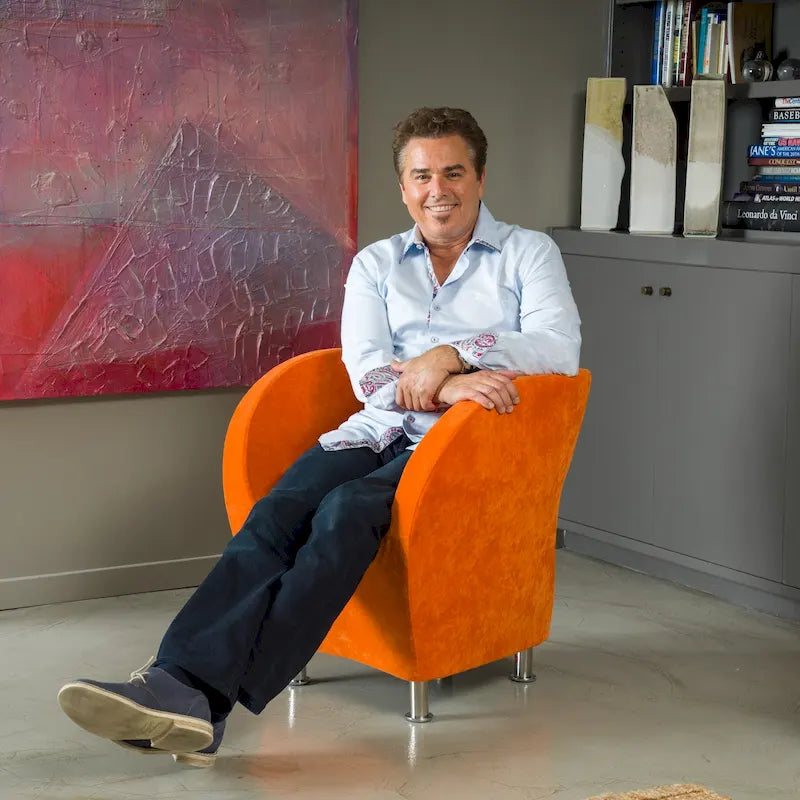 Modern Orange Microfiber Accent Chair by
