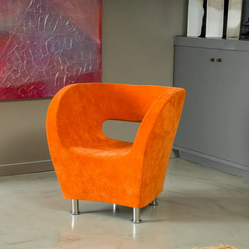Modern Orange Microfiber Accent Chair by