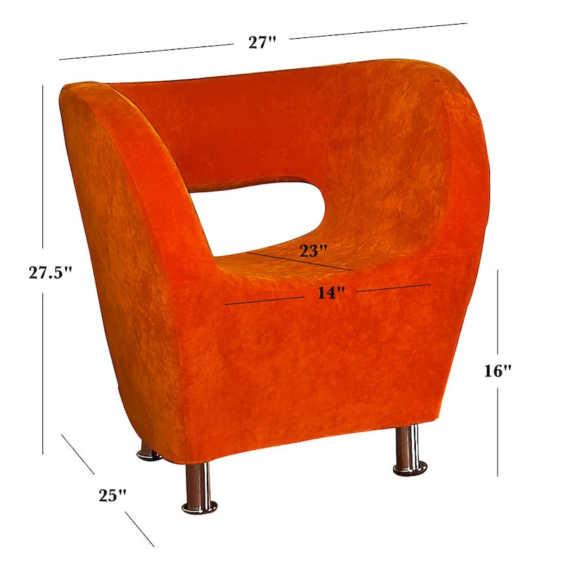 Modern Orange Microfiber Accent Chair by