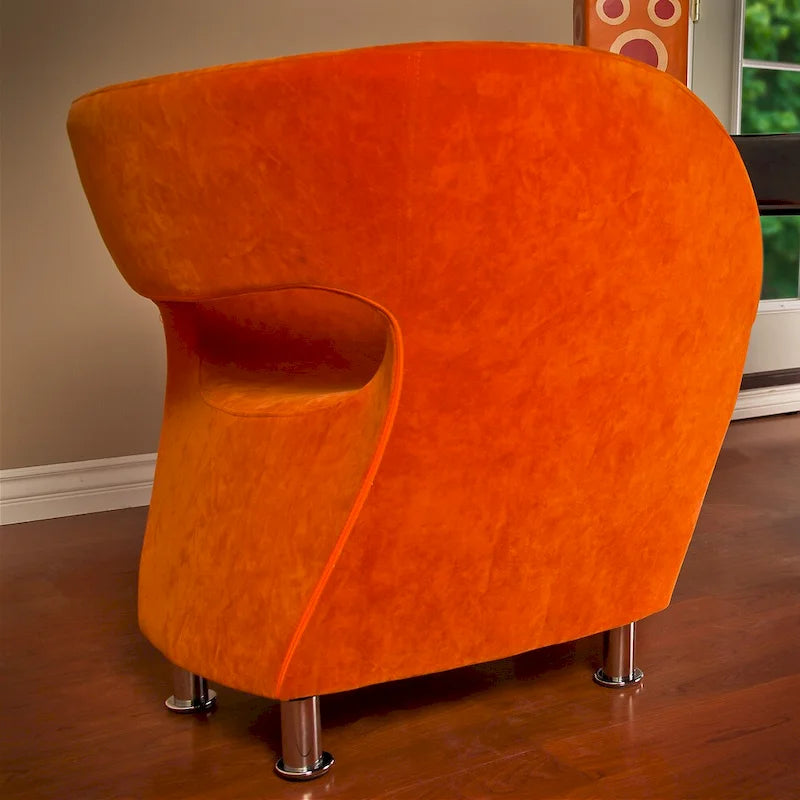 Modern Orange Microfiber Accent Chair by