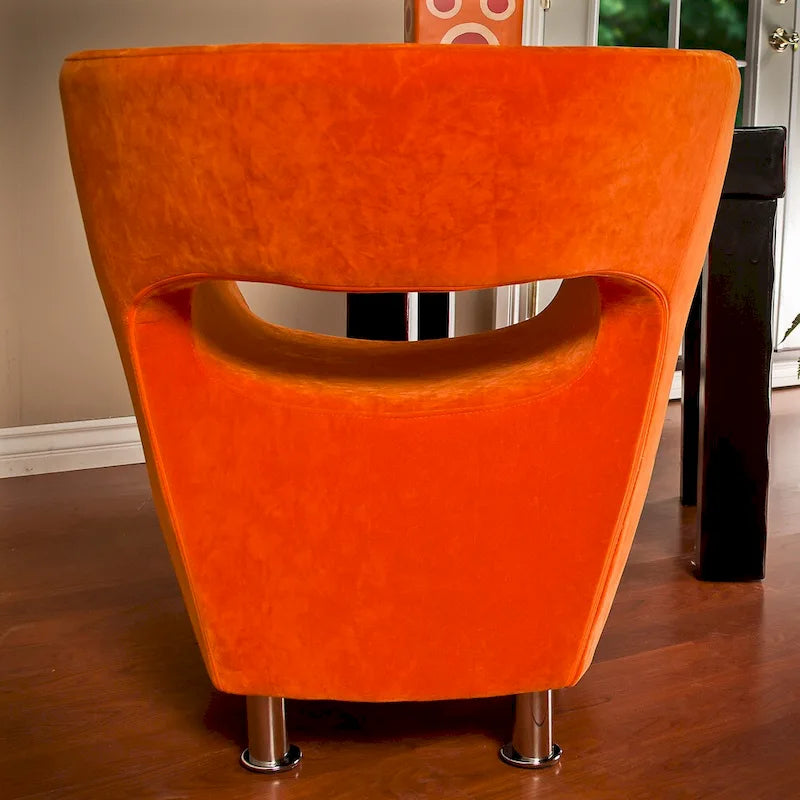 Modern Orange Microfiber Accent Chair by