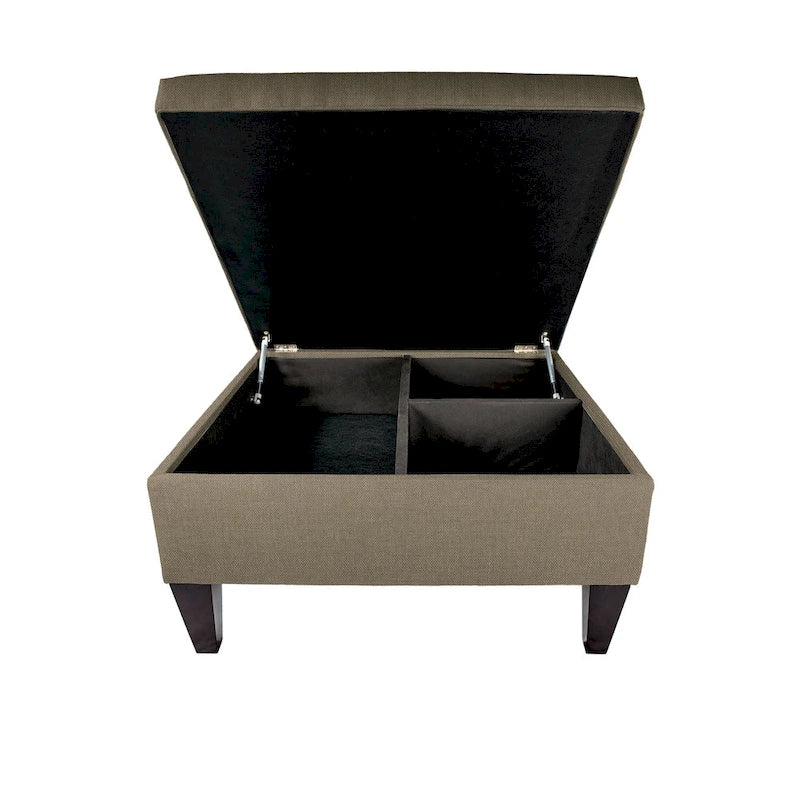 Manhattan Espresso Upholstered Organizational Cocktail Ottoman Table