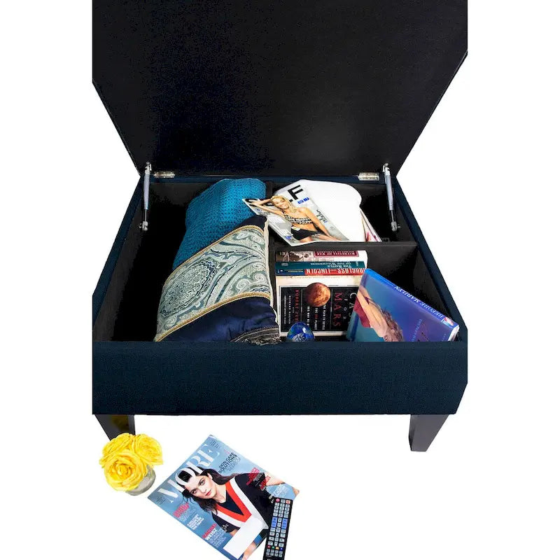 Manhattan Espresso Upholstered Organizational Cocktail Ottoman Table