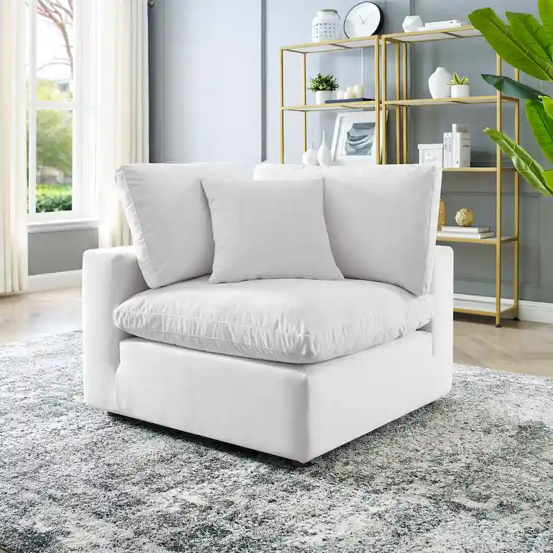 Down Filled Overstuffed Performance Velvet Corner Chair