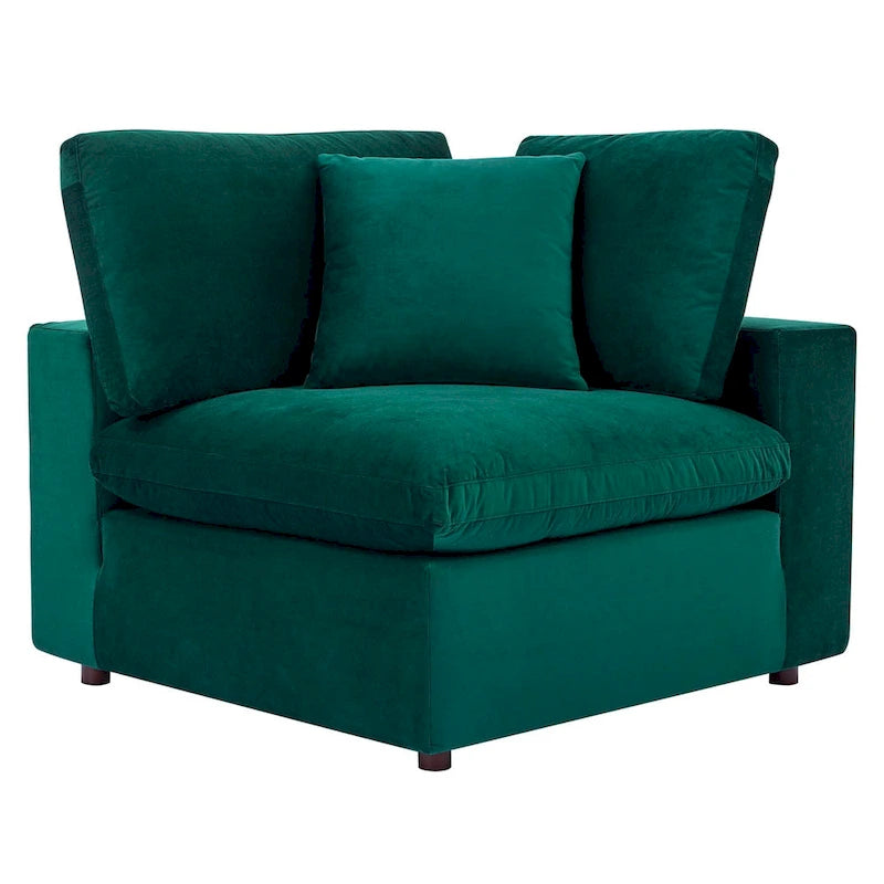 Down Filled Overstuffed Performance Velvet Corner Chair