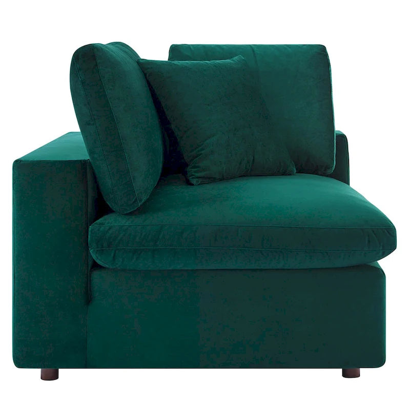 Down Filled Overstuffed Performance Velvet Corner Chair
