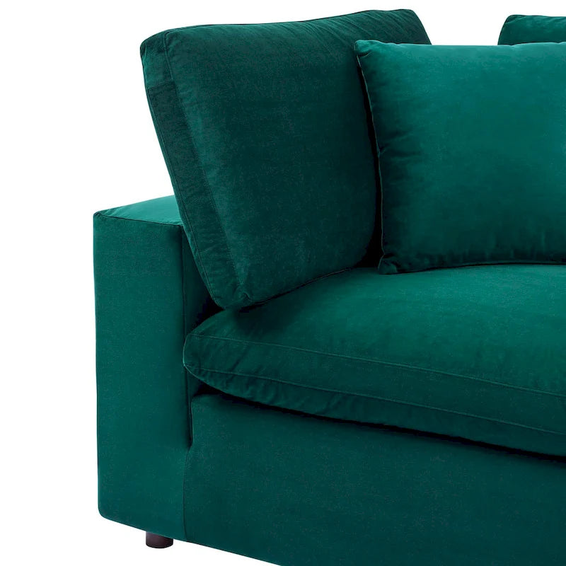 Down Filled Overstuffed Performance Velvet Corner Chair