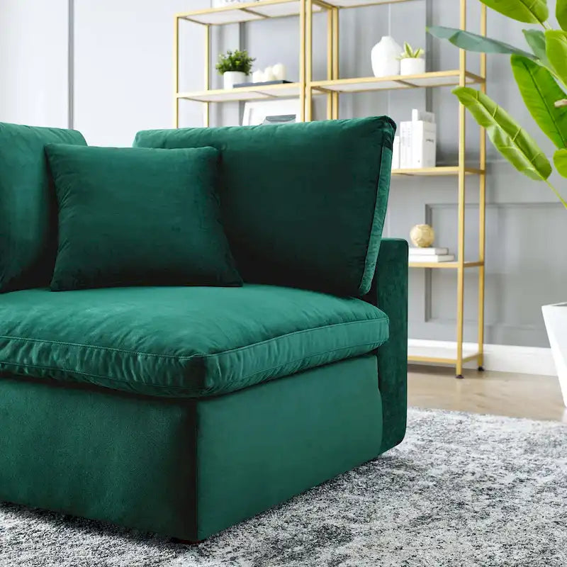 Down Filled Overstuffed Performance Velvet Corner Chair