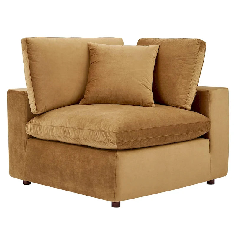 Down Filled Overstuffed Performance Velvet Corner Chair