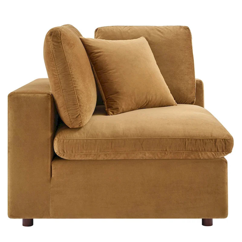 Down Filled Overstuffed Performance Velvet Corner Chair