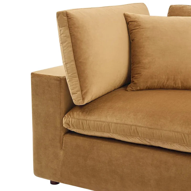 Down Filled Overstuffed Performance Velvet Corner Chair