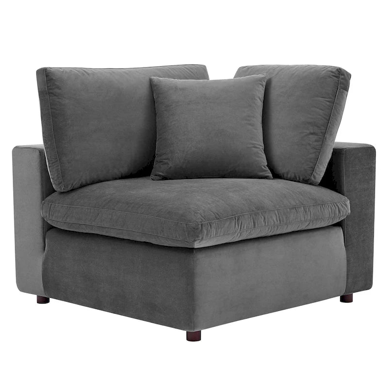 Down Filled Overstuffed Performance Velvet Corner Chair