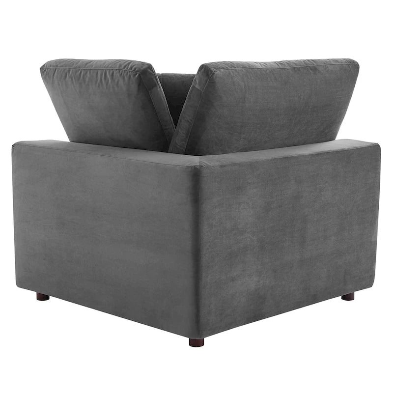 Down Filled Overstuffed Performance Velvet Corner Chair