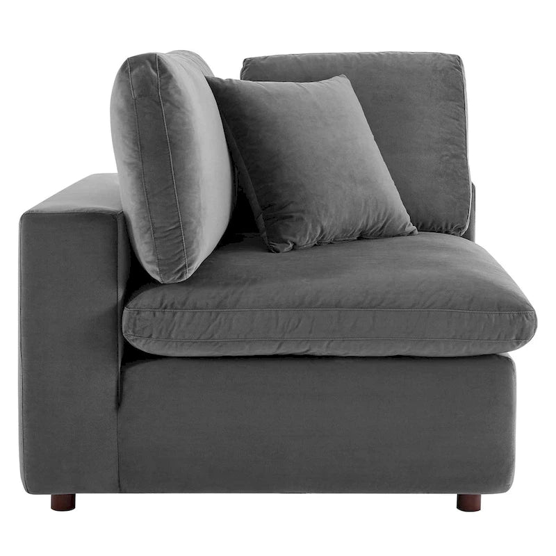 Down Filled Overstuffed Performance Velvet Corner Chair