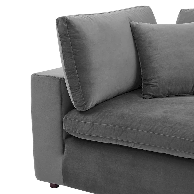 Down Filled Overstuffed Performance Velvet Corner Chair