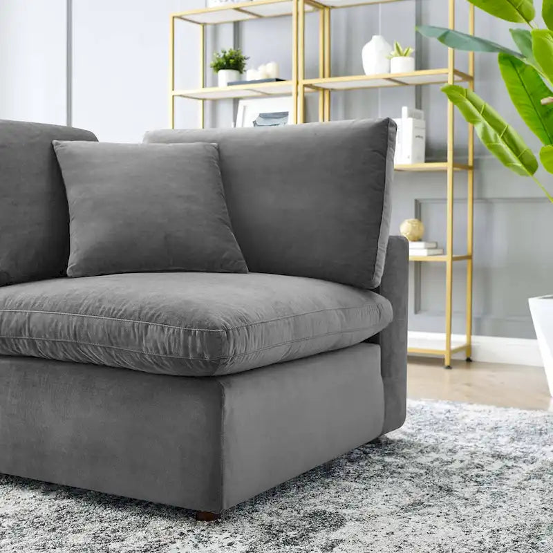 Down Filled Overstuffed Performance Velvet Corner Chair