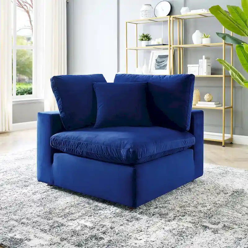 Down Filled Overstuffed Performance Velvet Corner Chair