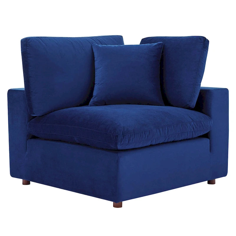 Down Filled Overstuffed Performance Velvet Corner Chair