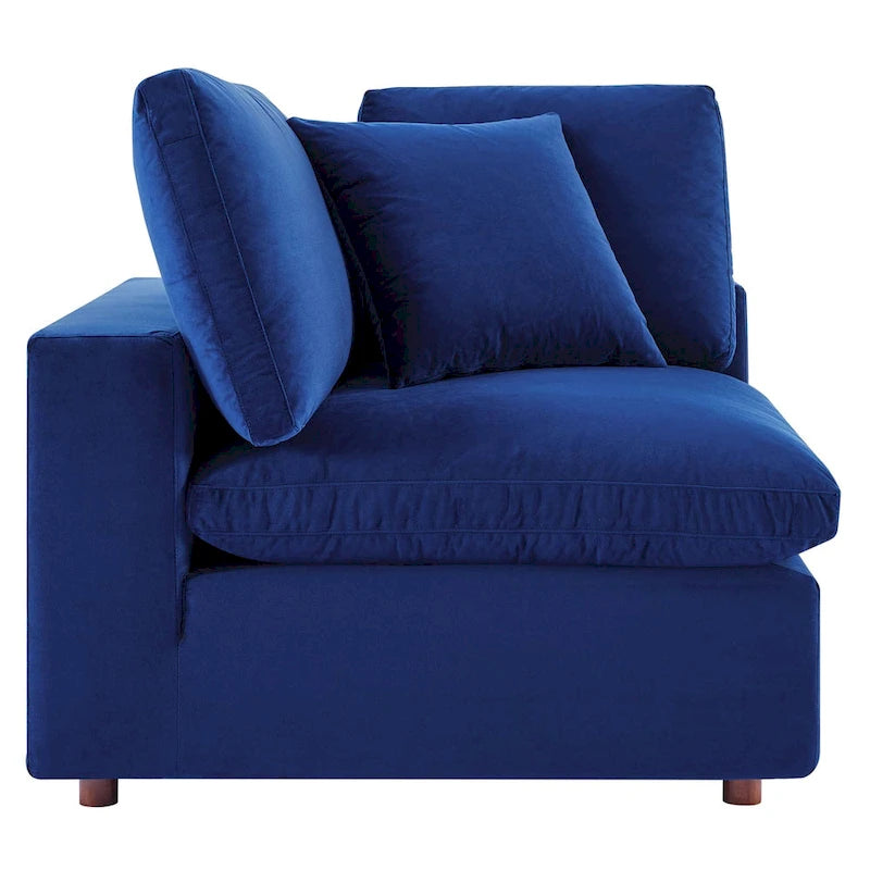 Down Filled Overstuffed Performance Velvet Corner Chair