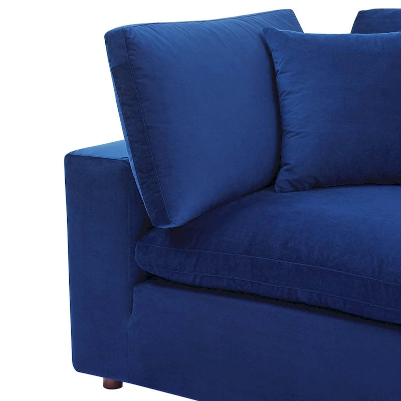 Down Filled Overstuffed Performance Velvet Corner Chair