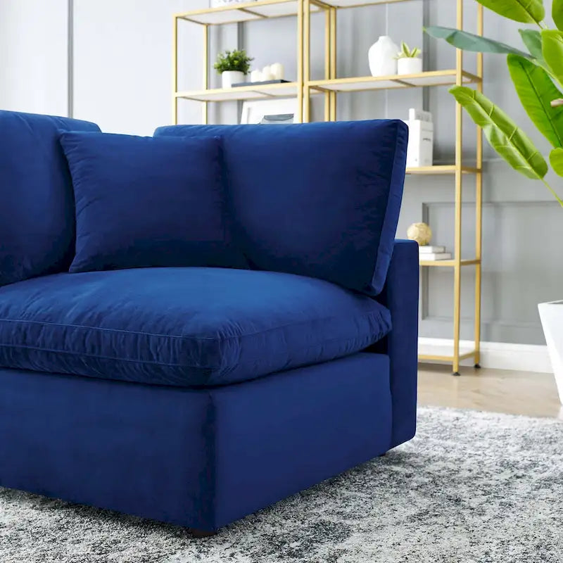 Down Filled Overstuffed Performance Velvet Corner Chair