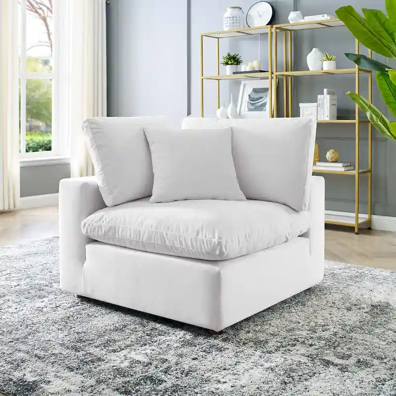 Down Filled Overstuffed Performance Velvet Corner Chair
