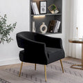 Modern Velvet Accent Arm Vanity Chair with Wingback and Gold Legs for Living Room