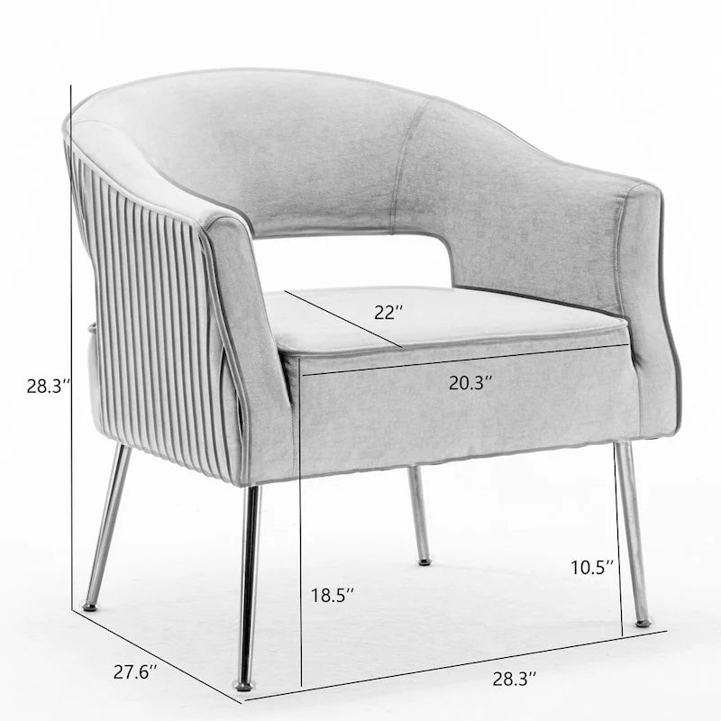 Modern Velvet Accent Arm Vanity Chair with Wingback and Gold Legs for Living Room