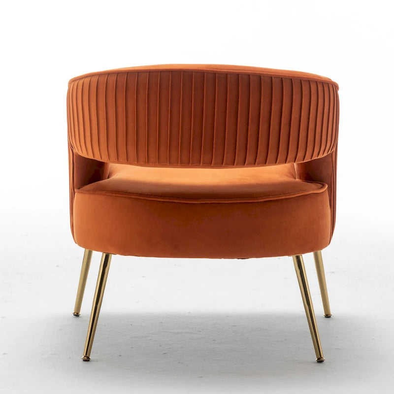 Modern Velvet Accent Arm Vanity Chair with Wingback and Gold Legs for Living Room