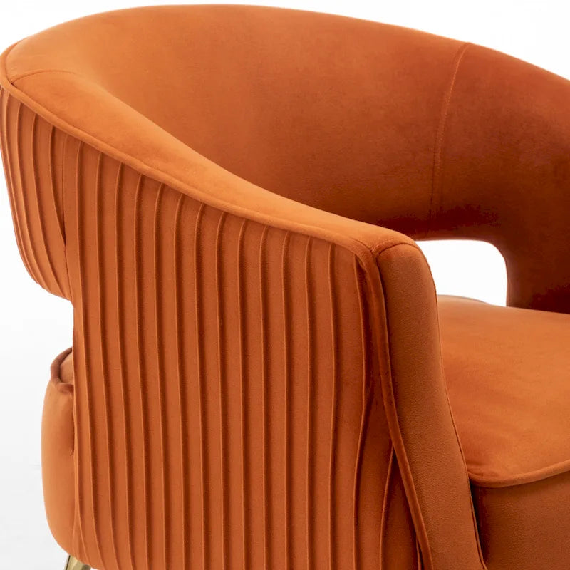 Modern Velvet Accent Arm Vanity Chair with Wingback and Gold Legs for Living Room