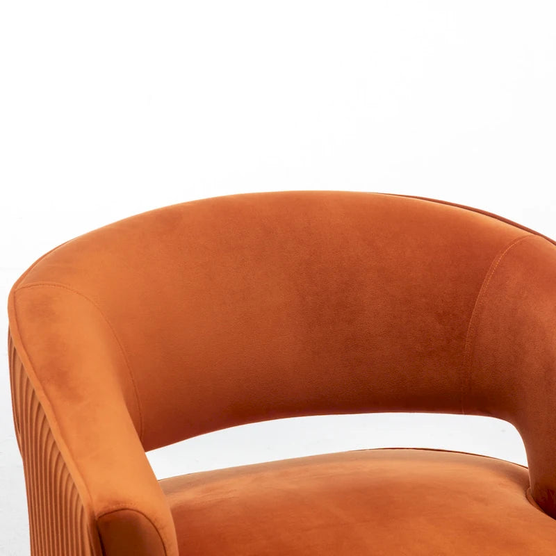 Modern Velvet Accent Arm Vanity Chair with Wingback and Gold Legs for Living Room